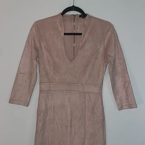 Blush pink suede dress